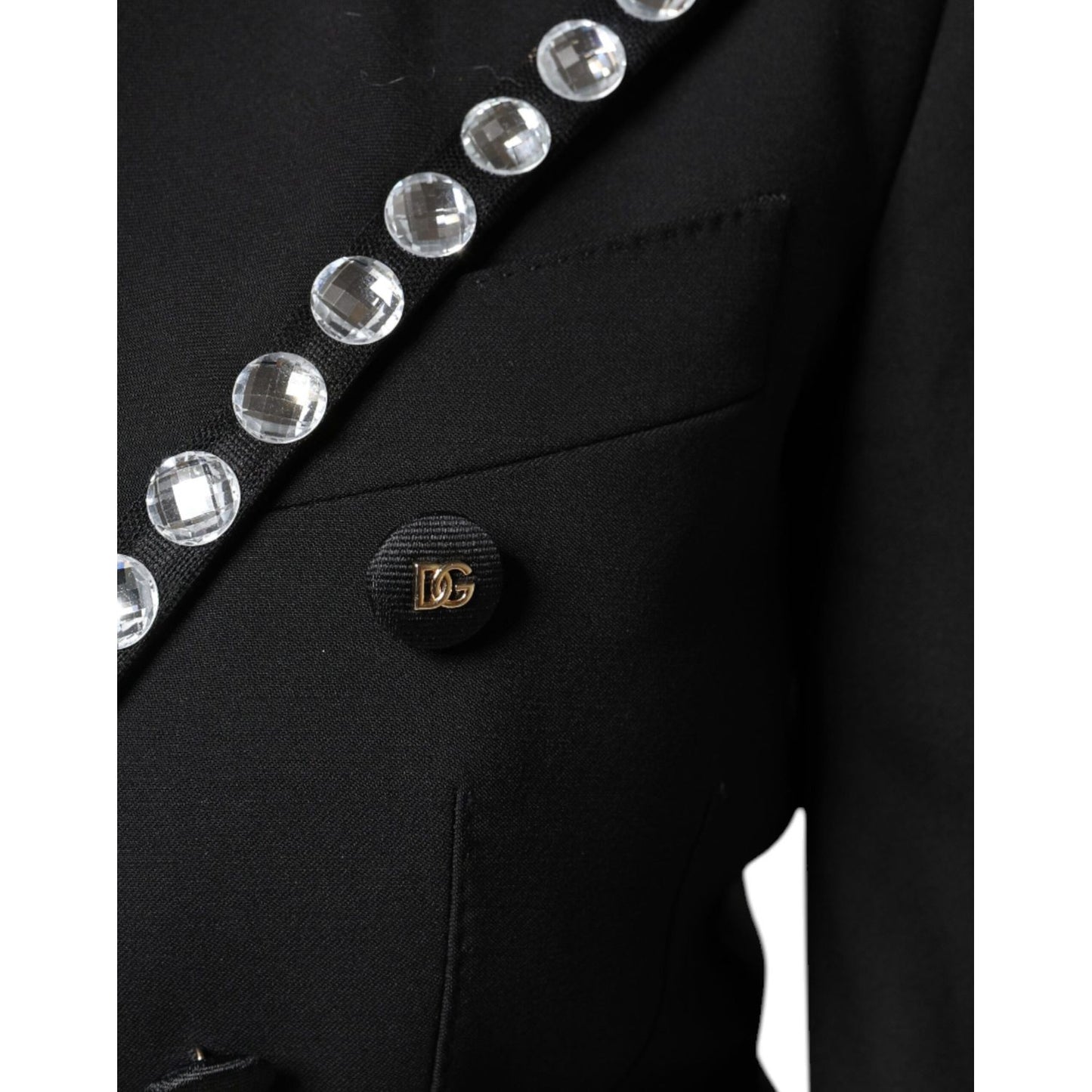 Dolce & Gabbana Black Crystal Double Breasted Blazer Jacket JKT3739-40