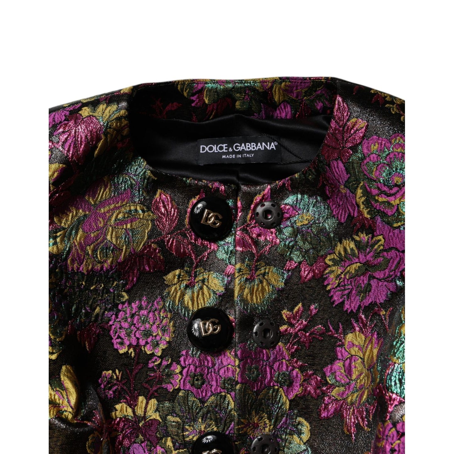 Dolce & Gabbana Multicolor Floral Jacquard Cropped Jacket JKT4101-36