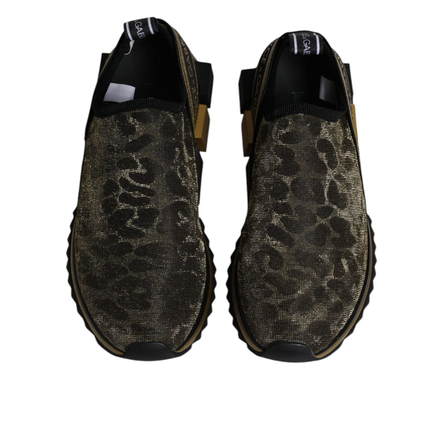 Dolce & Gabbana Gold Glitter Leopard Sorrento Sneakers Shoes LA12203-36
