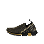 Dolce & Gabbana Gold Glitter Leopard Sorrento Sneakers Shoes LA12203-36