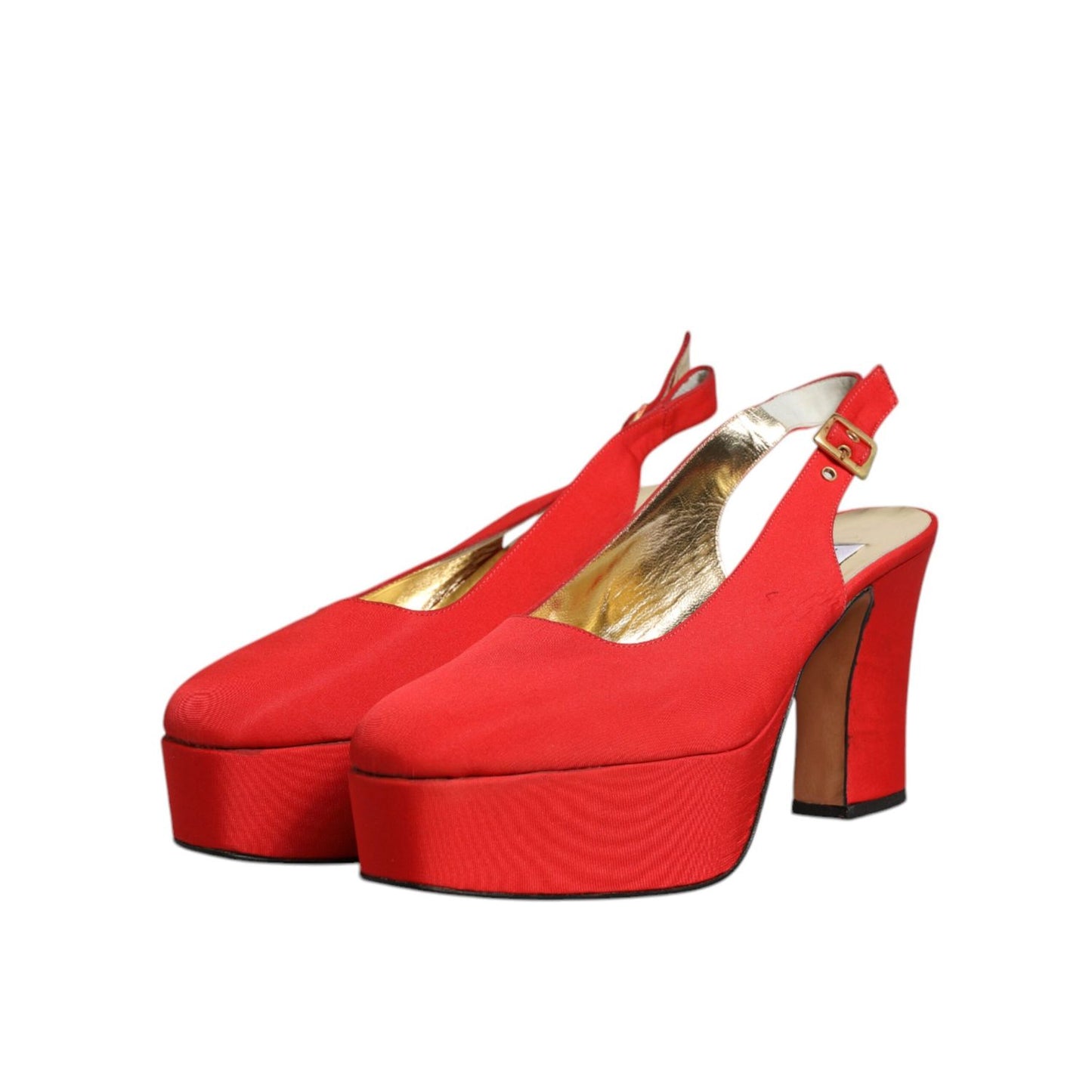 Dolce & Gabbana Red Platform Slingback Heels Sandals Shoes LA12219-39.5