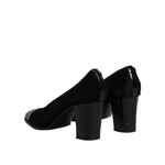 Dolce & Gabbana Black Leather Block Heels Pumps Shoes LA12225-40