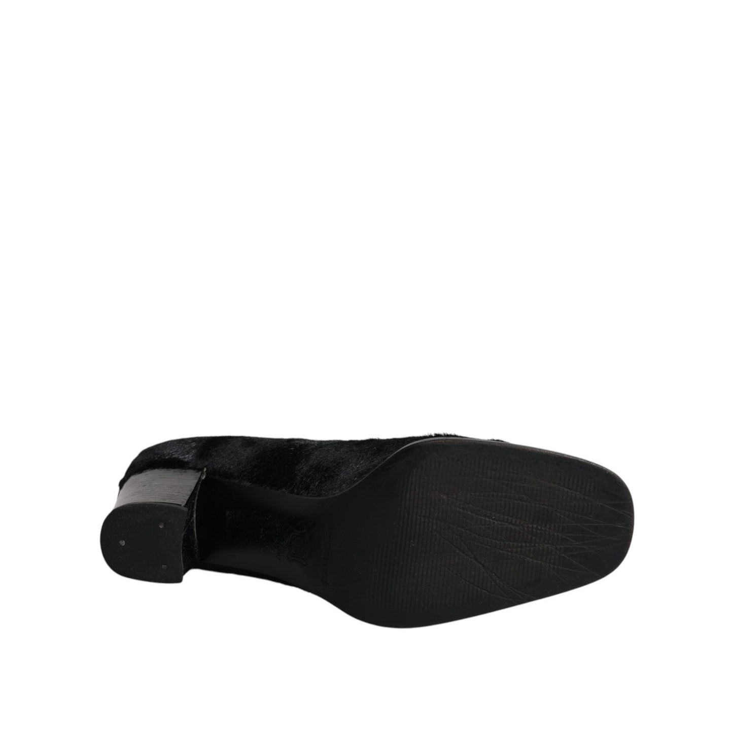 Dolce & Gabbana Black Leather Block Heels Pumps Shoes LA12225-40