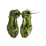 Dolce & Gabbana Green Animal Print Ankle Wrap Sandals Shoes LA12254-39.5