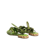 Dolce & Gabbana Green Animal Print Ankle Wrap Sandals Shoes LA12254-39.5