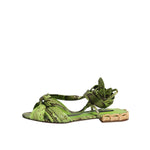 Dolce & Gabbana Green Animal Print Ankle Wrap Sandals Shoes LA12254-39.5