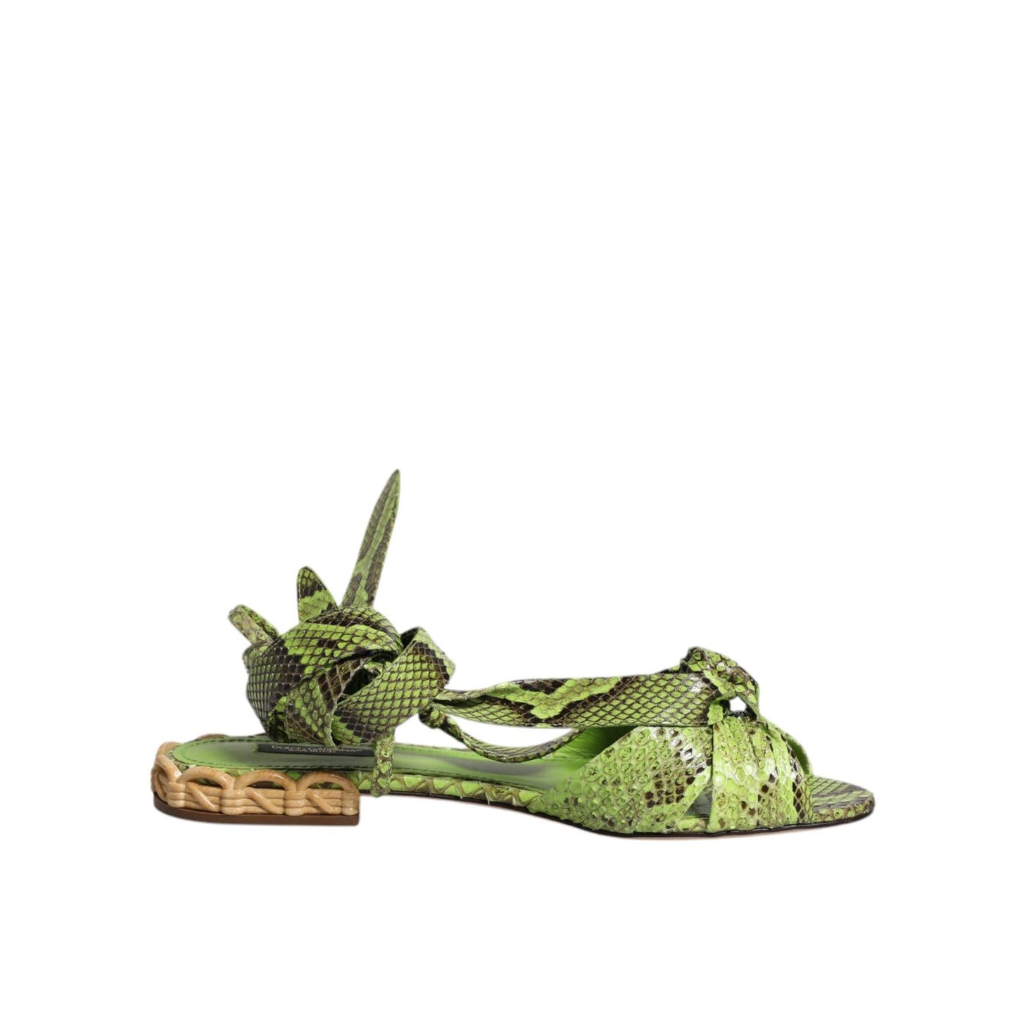 Dolce & Gabbana Green Animal Print Ankle Wrap Sandals Shoes LA12254-39.5
