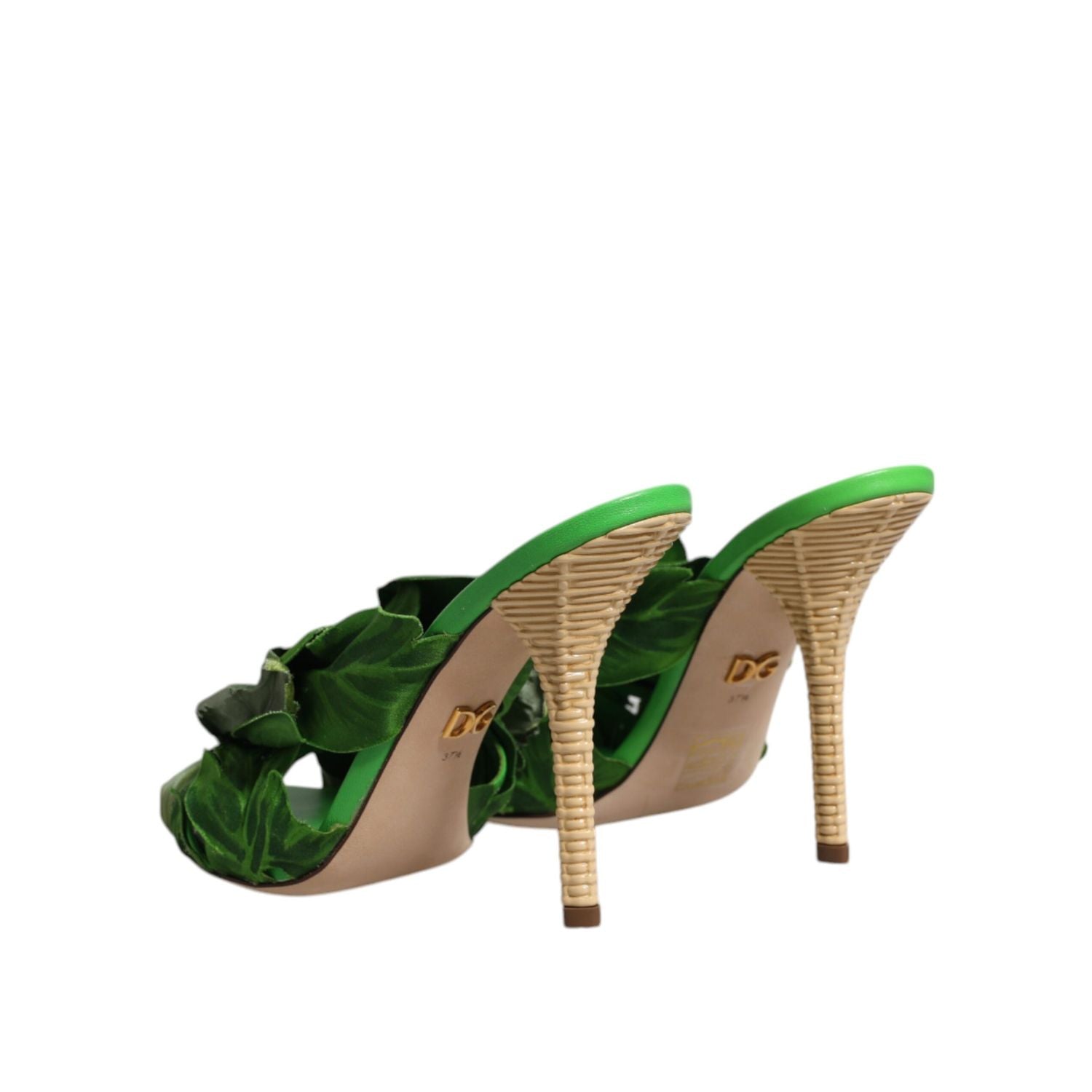 Dolce & Gabbana Green Crystal Slides KEIRA Sandal Shoes