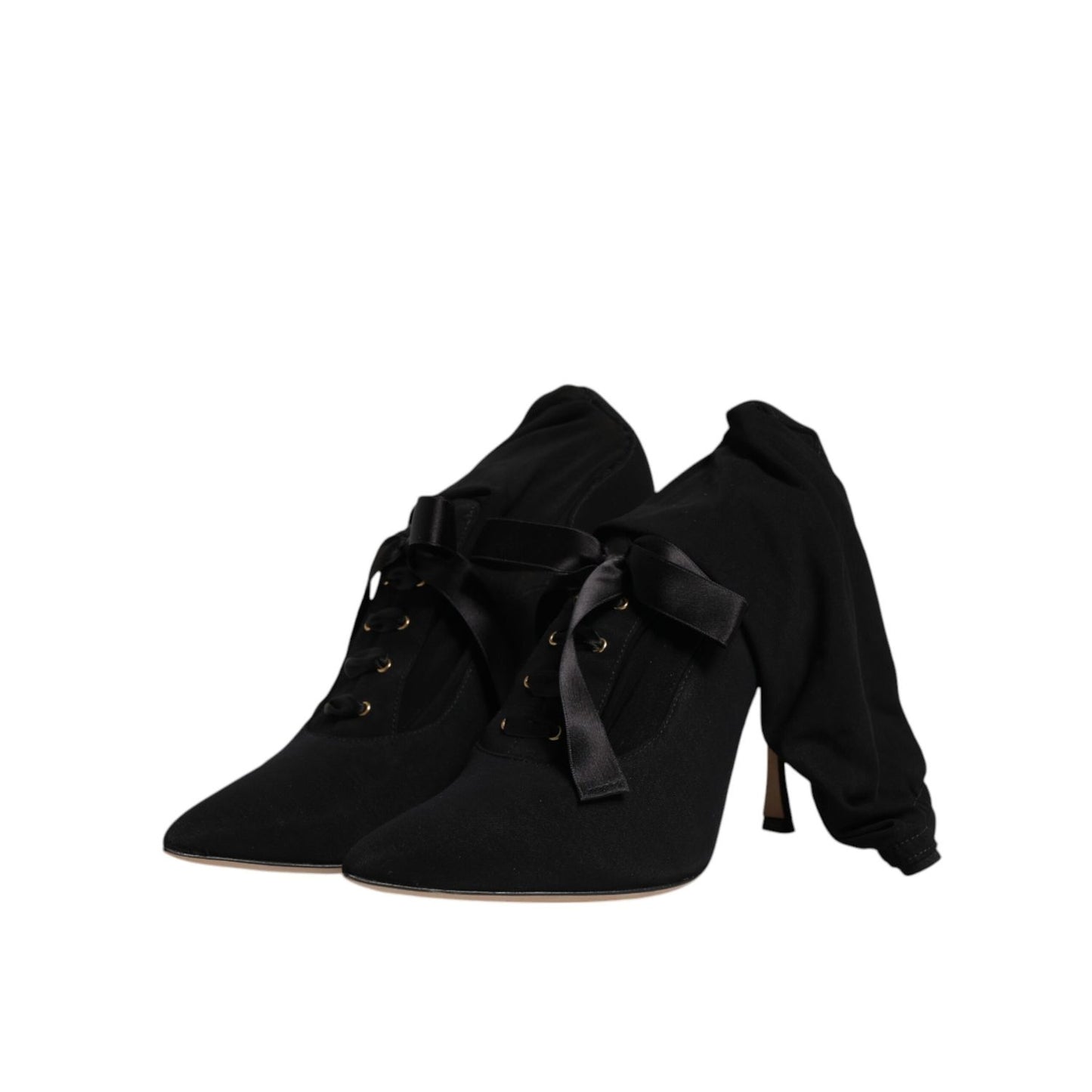 Dolce & Gabbana Black Stiletto Heels Mid Calf Boots Shoes LA12275-40.5