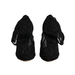 Dolce & Gabbana Black Tulle Stretch Heels Mid Calf Boots Shoes LA12278-35