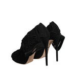 Dolce & Gabbana Black Tulle Stretch Heels Mid Calf Boots Shoes LA12278-35
