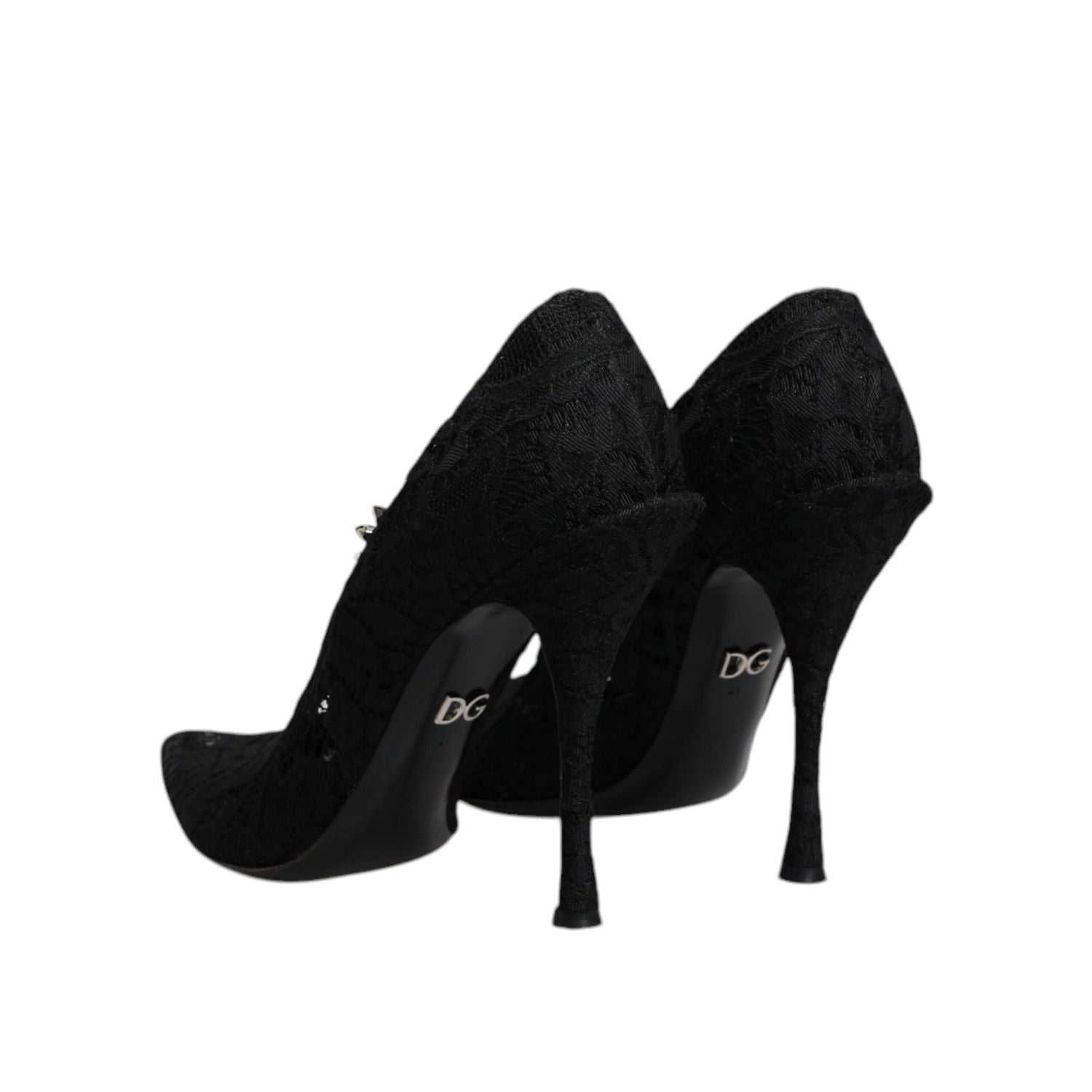 Dolce & Gabbana Black Lace Crystals Mary Jane Pumps Shoes