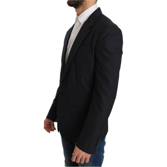 Dolce & Gabbana Gray Striped Wool Jacket Coat Slim Blazer JKT1220-1