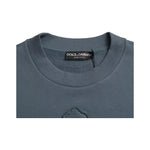 Dolce & Gabbana Blue Cotton Logo Patch Crew Neck Men Pullover Sweater