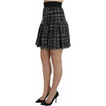 Dolce & Gabbana Black Check Flounce Detailed Wool Mini Skirt