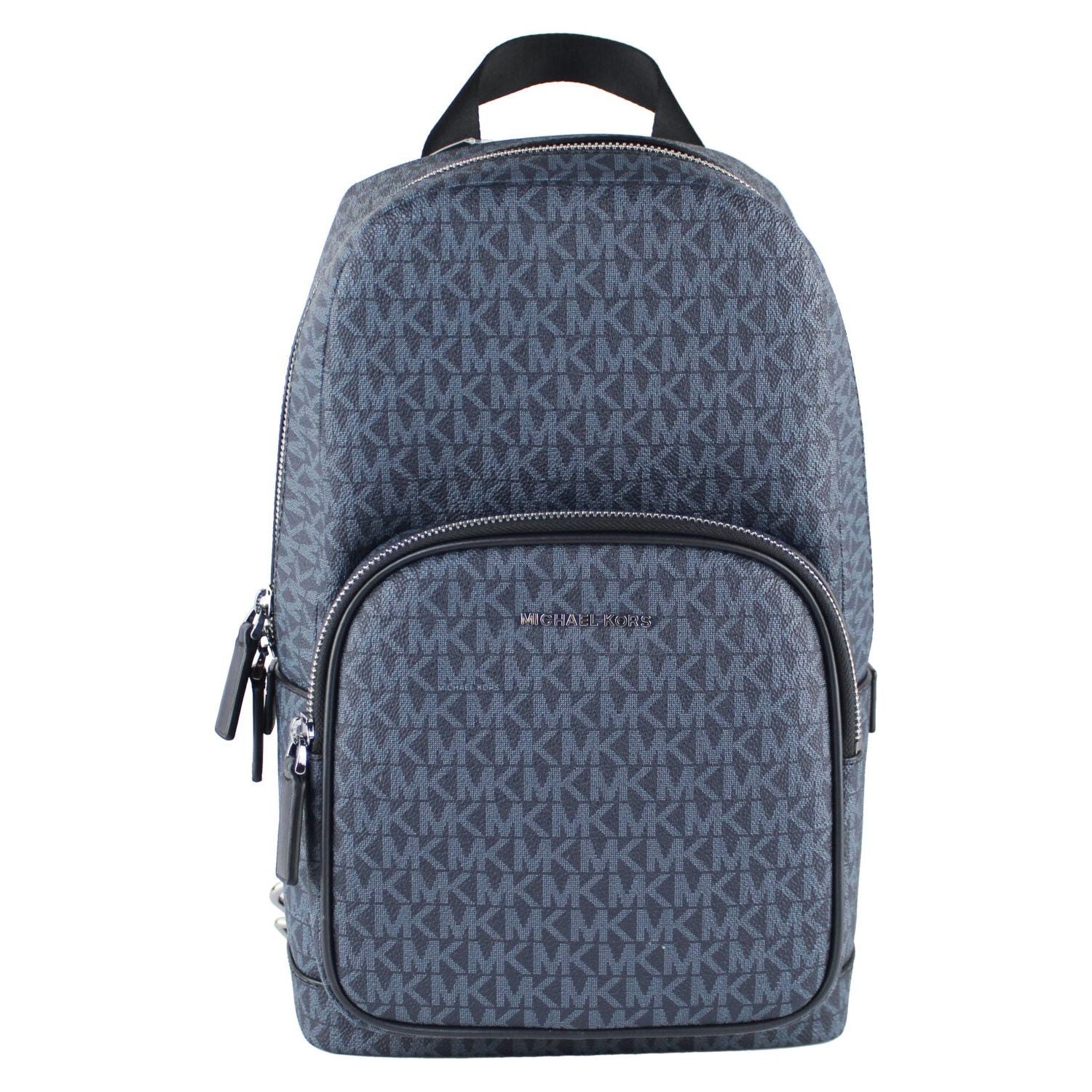Front view with bag zipped and handles upright.
