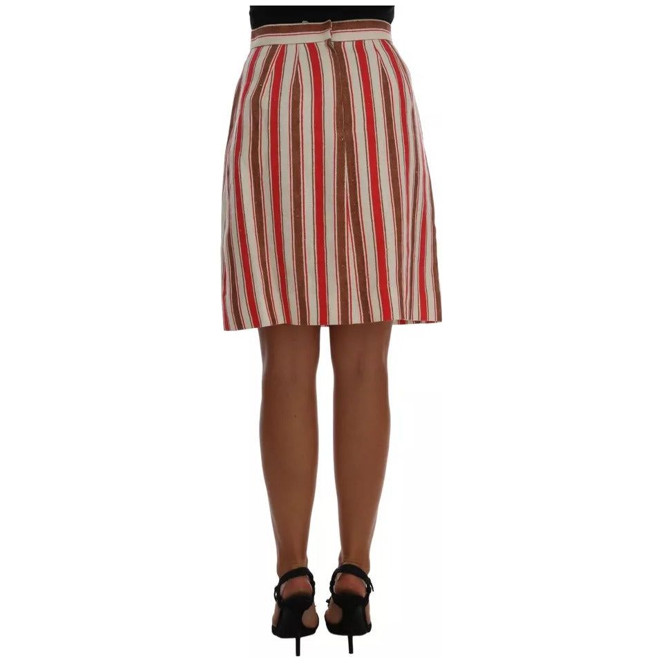 Dolce & Gabbana Multicolor Portofino Stripes Cotton Midi Skirt SKI1053-40