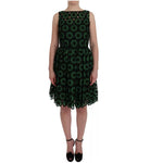 Dolce & Gabbana Green Floral Ricamo A-Line Shift Dress