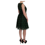 Dolce & Gabbana Green Floral Ricamo A-Line Shift Dress
