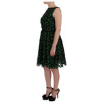 Dolce & Gabbana Green Floral Ricamo A-Line Shift Dress