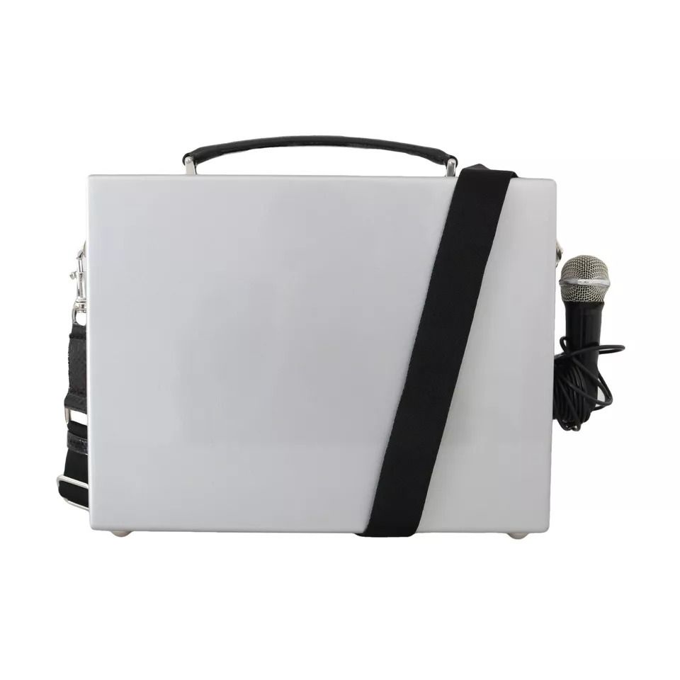 Dolce & Gabbana Silver Retro Radio Boombox Limited Edition Handmade Wood Bag