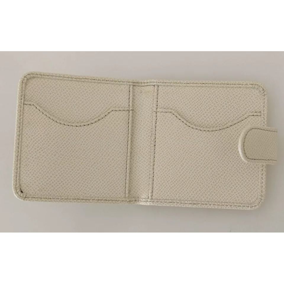 Dolce & Gabbana White Dauphine Leather Condom Case Holder Pocket Wallet