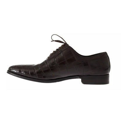 Dolce & Gabbana Brown Patterned Leather Dress Formal Shoes