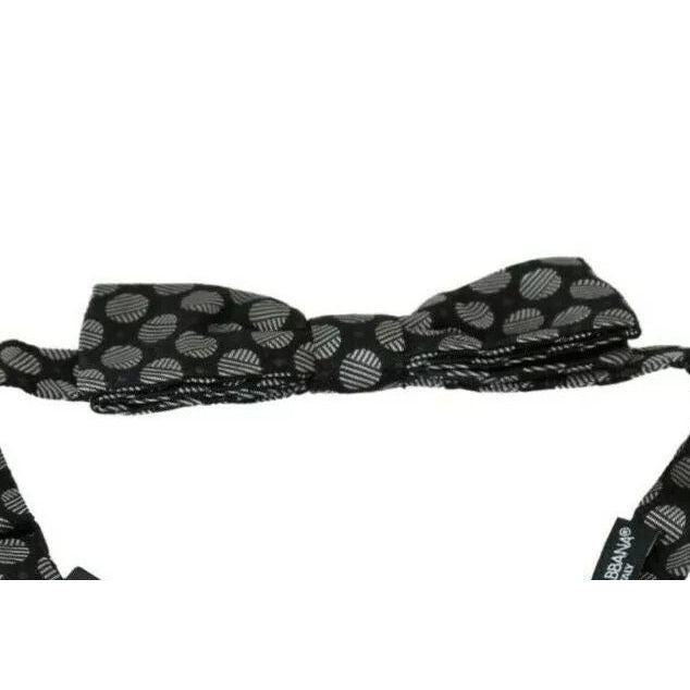 Dolce & Gabbana Black Silk Circles Men Necktie Bow Tie FT3000