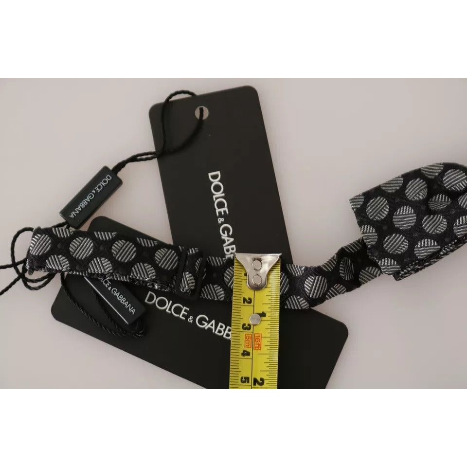 Dolce & Gabbana Black Silk Circles Men Necktie Bow Tie FT3000