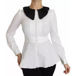 Dolce & Gabbana Black White Decorative Buttons Tops Shirt Blouse TSH3175-36