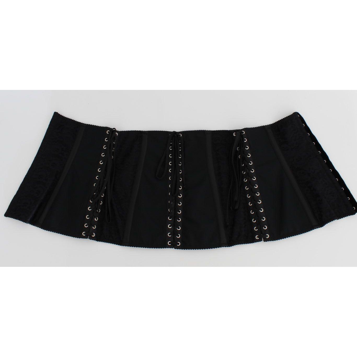 Dolce & Gabbana Black Stretch Corset Waist Strap Belt SIG17288-1