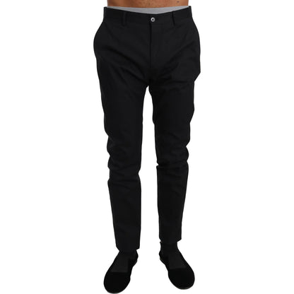 Dolce & Gabbana Black Cotton Stretch Formal Trousers Pants Jeans & Pants