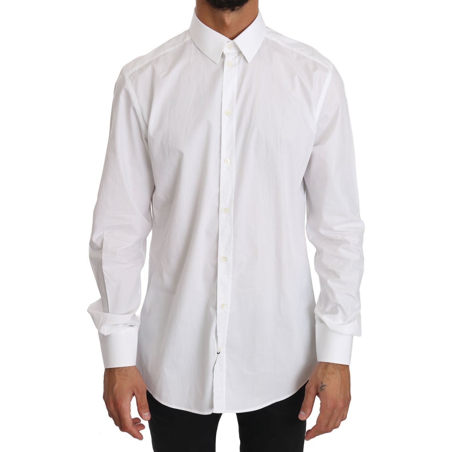 Dolce & Gabbana White Cotton GOLD Dress Shirt