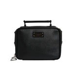 Dolce & Gabbana Black Nylon Leather Logo Top Handle Crossbody Bag