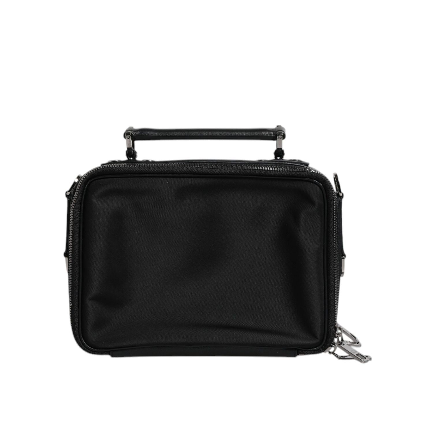 Front view with bag zipped and handles upright.
