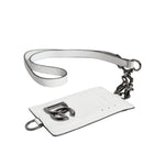 Dolce & Gabbana White Calf Leather Lanyard Logo Card Holder Wallet