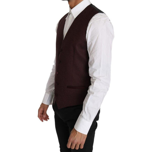 Dolce & Gabbana Purple Pattern Wool Silk Waistcoat Vest TSH2651-48