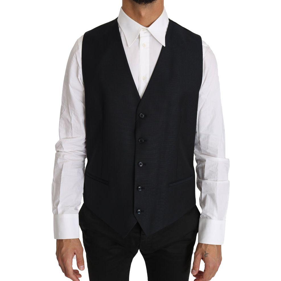Dolce & Gabbana Gray Wool Silk Waistcoat Vest TSH2664-52