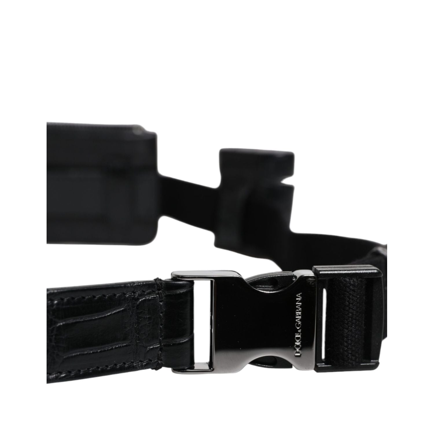 Dolce & Gabbana Black Alligator Leather Airpods Case Coin Purse Wallet