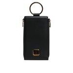 Dolce & Gabbana Black Leather Logo Plaque Neck Strap Card Coin Wallet