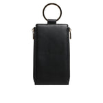 Dolce & Gabbana Black Leather Logo Plaque Neck Strap Card Coin Wallet
