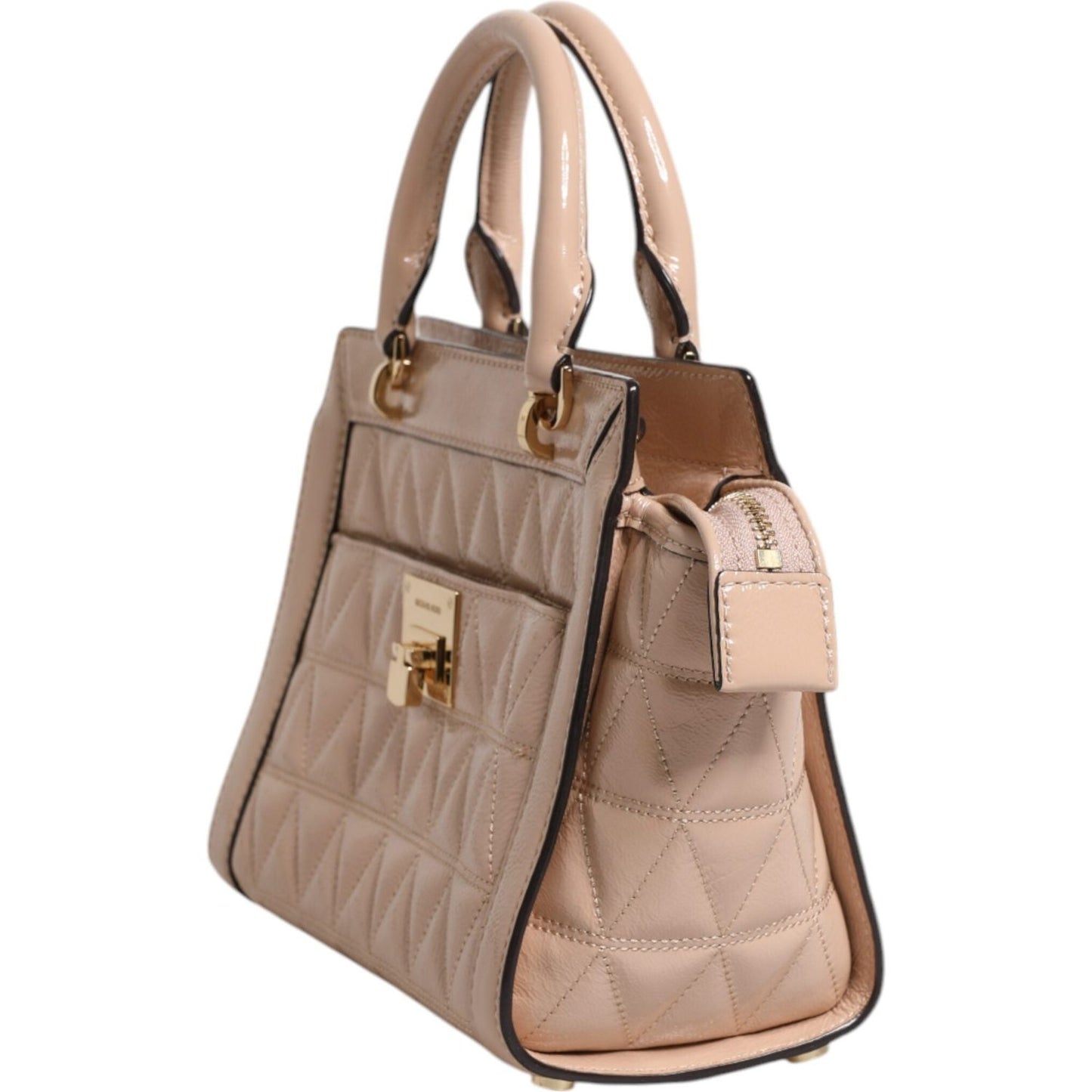 Michael Kors Peach Quilted Leather Logo Crossbody VIVIANNE Messenger Bag