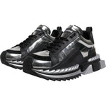 Dolce & Gabbana Black Silver SUPER KING Leather Sneaker Shoes