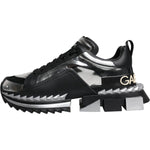 Dolce & Gabbana Black Silver SUPER KING Leather Sneaker Shoes