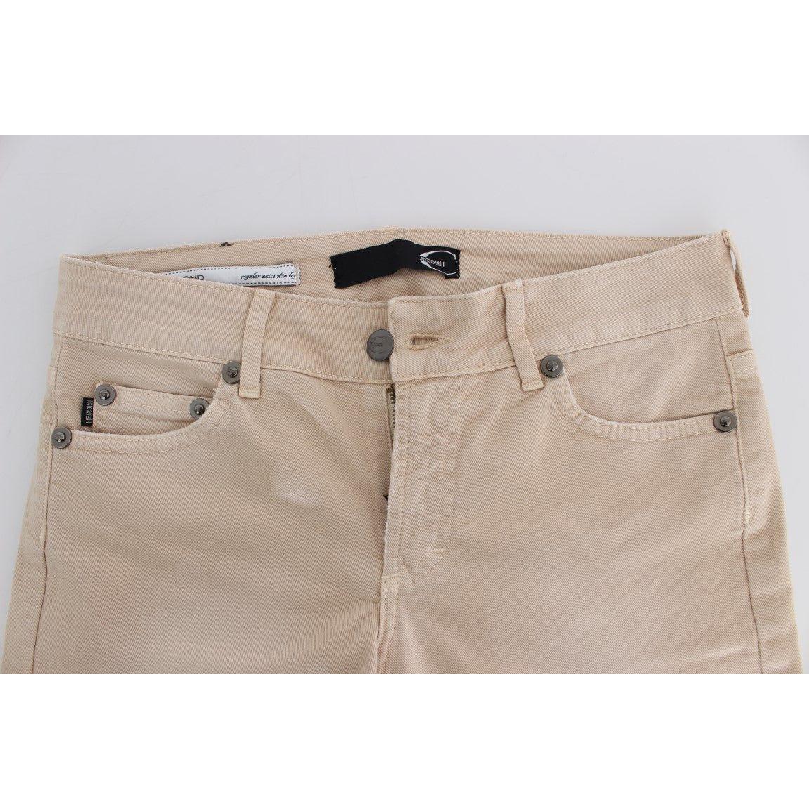 Cavalli Beige Wash Slim Fit Cotton Stretch Jeans Jeans & Pants