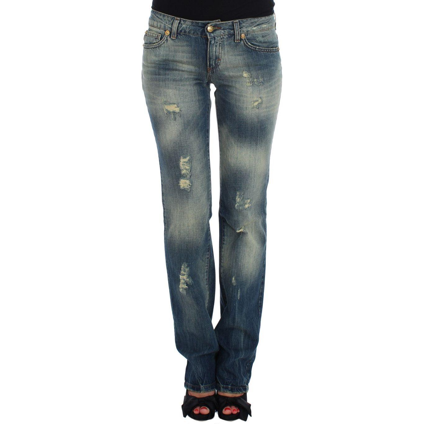 Cavalli Blue Cotton Low Waist Jeans SIG18152-1