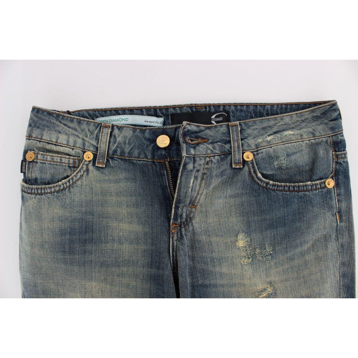 Cavalli Blue Cotton Low Waist Jeans SIG18152-1