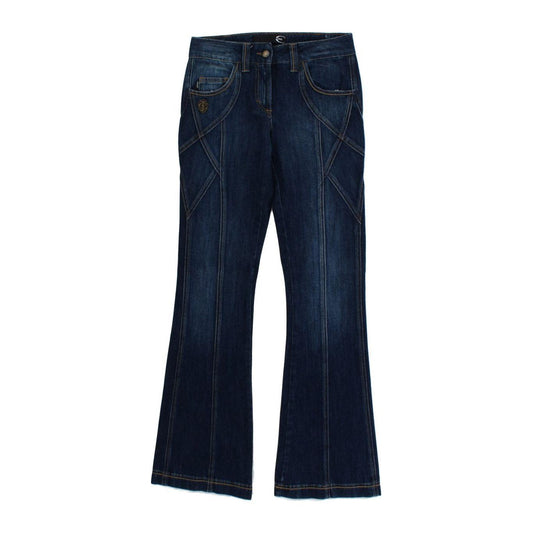 Cavalli Blue Cotton Stretch Low Waist Jeans SIG18218-1