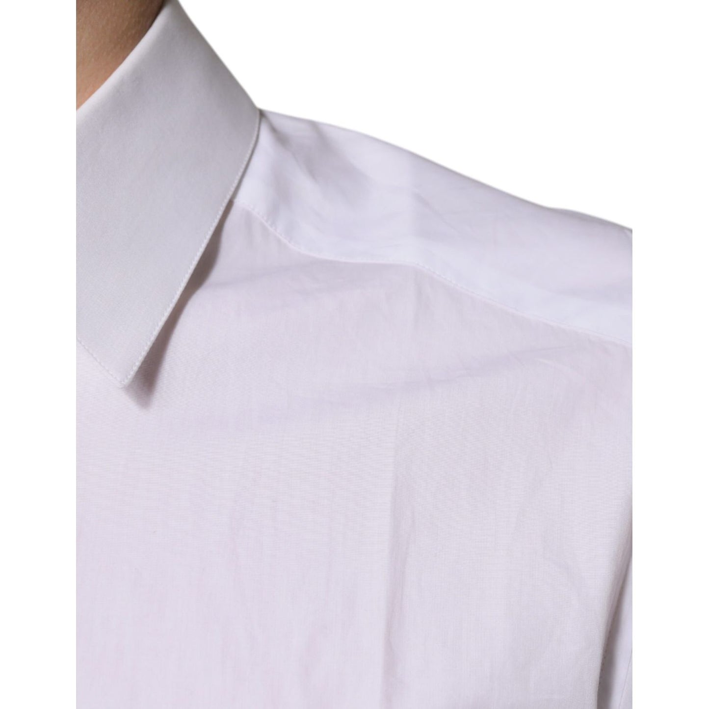Dolce & Gabbana White Cotton Long Sleeves GOLD Dress Shirt