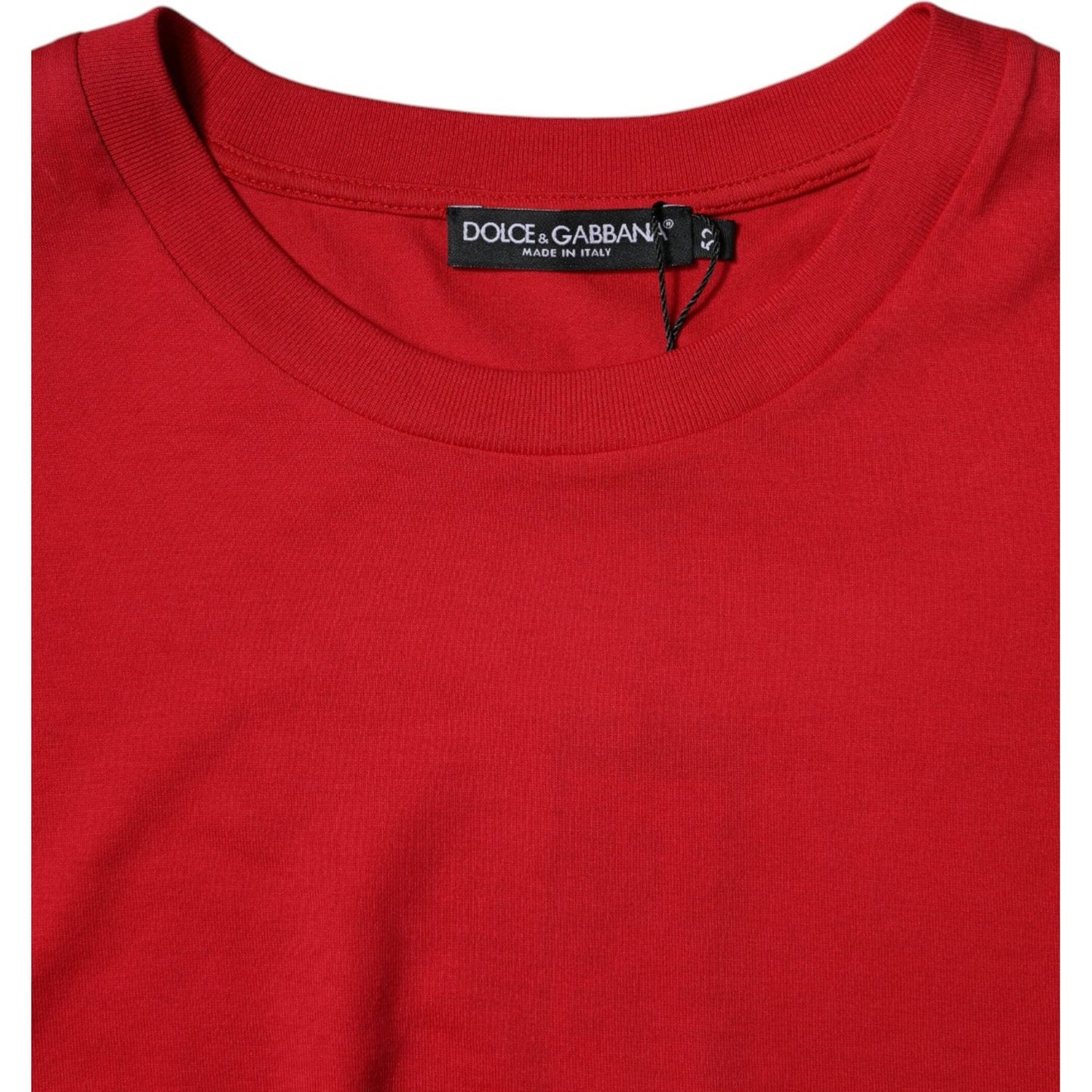 Dolce & Gabbana Red Logo Print Cropped Crew Neck T-shirt